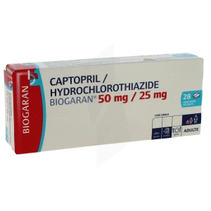 Captopril/hydrochlorothiazide Biogaran 50 Mg/25 Mg, Comprimé Sécable