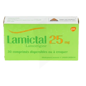 Lamictal 25 Mg, Comprimé Dispersible Ou à Croquer
