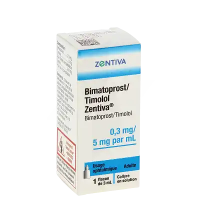 BIMATOPROST/TIMOLOL ZENTIVA 0,3 mg/5 mg par mL, collyre en solution