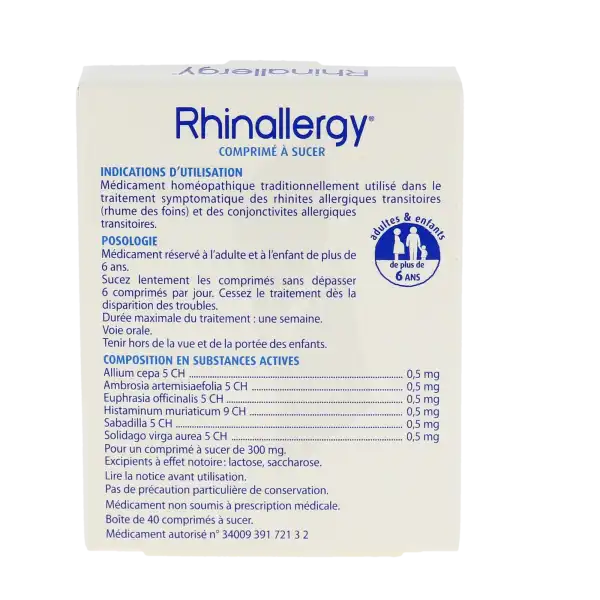 Rhinallergy, Comprimé à Sucer