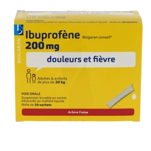 Ibuprofene Biogaran Conseil 200 Mg, Suspension Buvable En Sachet édulcorée Au Maltitol Liquide