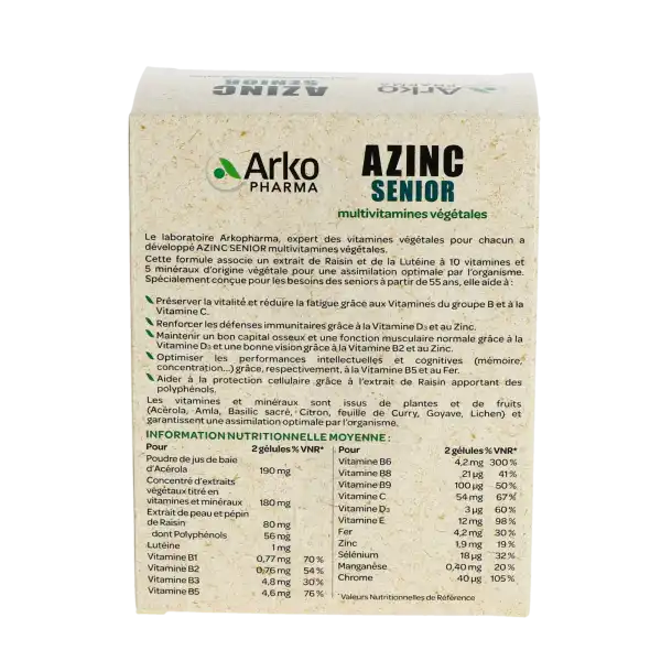 Azinc Vegetal Senior Multivitamines GÉl B/60