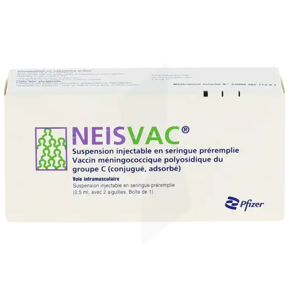 Neisvac, Suspension Injectable En Seringue Préremplie. Vaccin Méningococcique Polyosidique Du Groupe C (conjugué, Adsorbé)