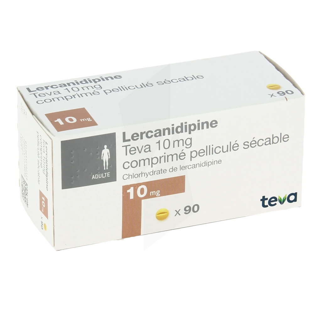 Lercanidipine Teva 10 Mg, Comprimé Pelliculé Sécable