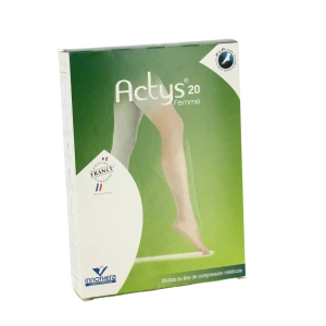 Actys® 20 Femme Classe Ii Mi-bas Beige Taille 4 Normal Pied Ouvert