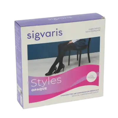 SIGVARIS STYLES OPAQUE CHAUSSETTES  FEMME CLASSE 2 NOIR SMALL NORMAL