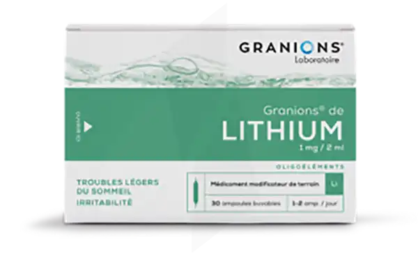 Granions De Lithium 1 Mg/2 Ml Solution Buvable En Ampoule 30 Ampoules/2ml