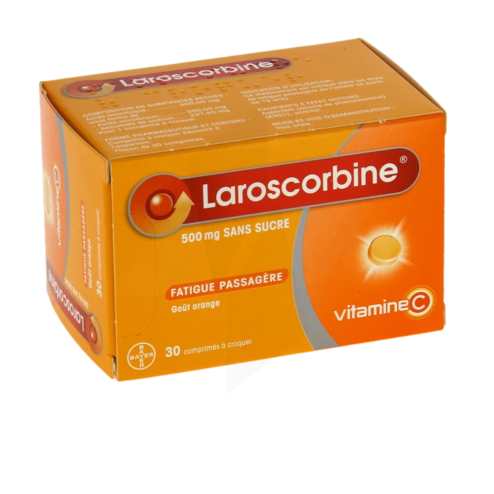 Laroscorbine 500 Mg Sans Sucre, Comprimé à Croquer édulcoré à L'aspartam