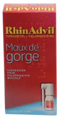 RHINADVIL MAUX DE GORGE TIXOCORTOL/CHLORHEXIDINE, suspension pour pulvérisation buccale