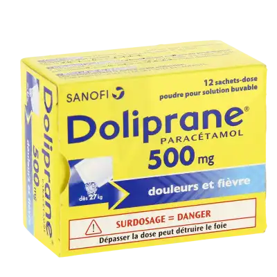 DOLIPRANE 500 mg, poudre pour solution buvable en sachet-dose