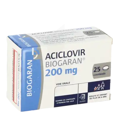ACICLOVIR BIOGARAN 200 mg, comprimé