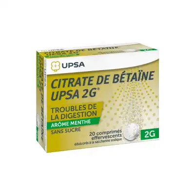 Citrate De Bétaïne Upsa 2 G Comprimés Effervescents Sans Sucre Menthe édulcoré à La Saccharine Sodique T/20 à CHAMPAGNOLE