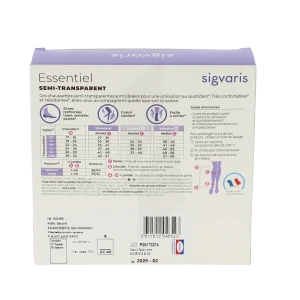 Sigvaris Essentiel Diaphane Semi-transparent Chaussette Classe 2 Femme Noir Long Xl