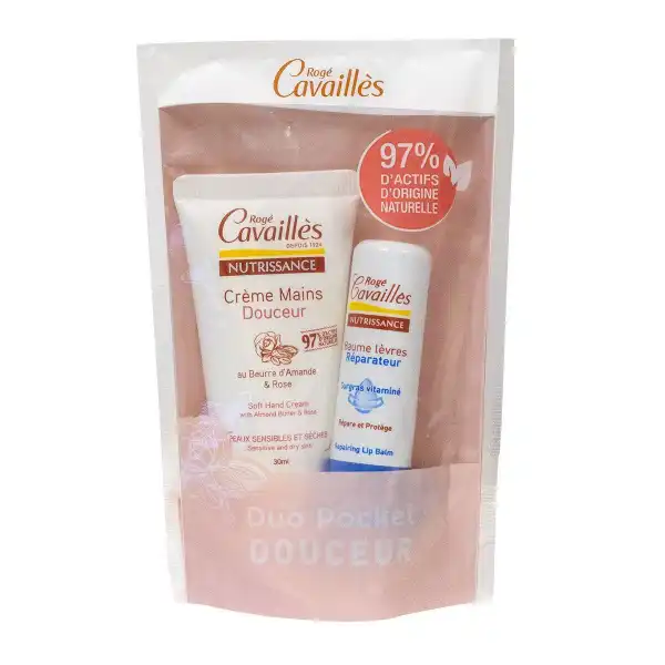 Rogé Cavaillès Nutrissance Pocket Crème Mains Veloutante + Baume Lèvres Réparateur 30ml + 5,5g Edition Limitée