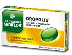 Oropolis Pastilles Sans Sucre Adoucissante Menthe Eucalyptus B/20 à Paris