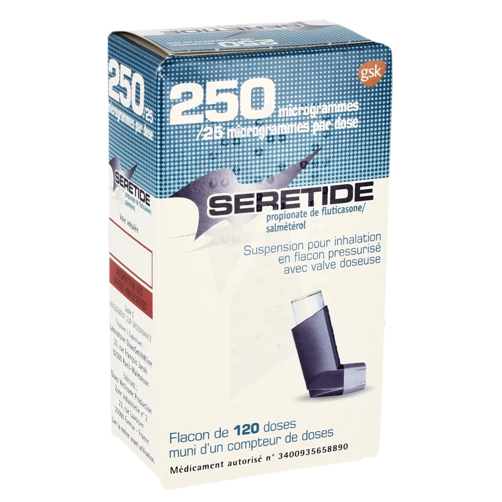 Seretide 250 Microgrammes/25 Microgrammes/dose, Suspension Pour Inhalation En Flacon Pressurisé Avec Valve Doseuse