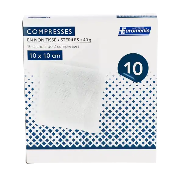 Euromedis Compr Stérile Non Tissée 10x10cm 10sach/2