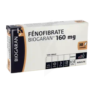 Fenofibrate Biogaran 160 Mg, Comprimé à Nice