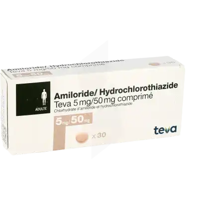 Amiloride Hydrochlorothiazide Teva 5 Mg/50 Mg, Comprimé à Paris