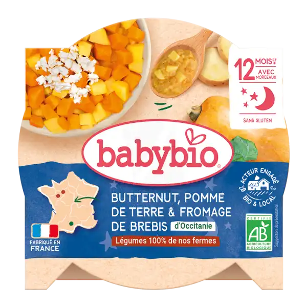 Babybio Alimentation Infantile Bonne Nuit Pomme De Terre Rouge Fromage Brebis Muscade Assiette/230g