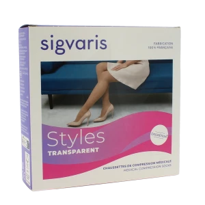 Sigvaris Styles Divin Eclat Transparent Chaussette Classe 2 Femme Beige 110 Normal Xl
