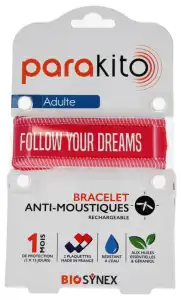 Parakito Good Vibes Bracelet Rechargeable Anti-moustique Adulte Fuschia B/2 à QUETIGNY