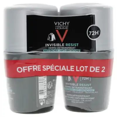 Vichy Homme Déodorant Invisible Resist 72h 2roll-on/50ml à PINS-JUSTARET