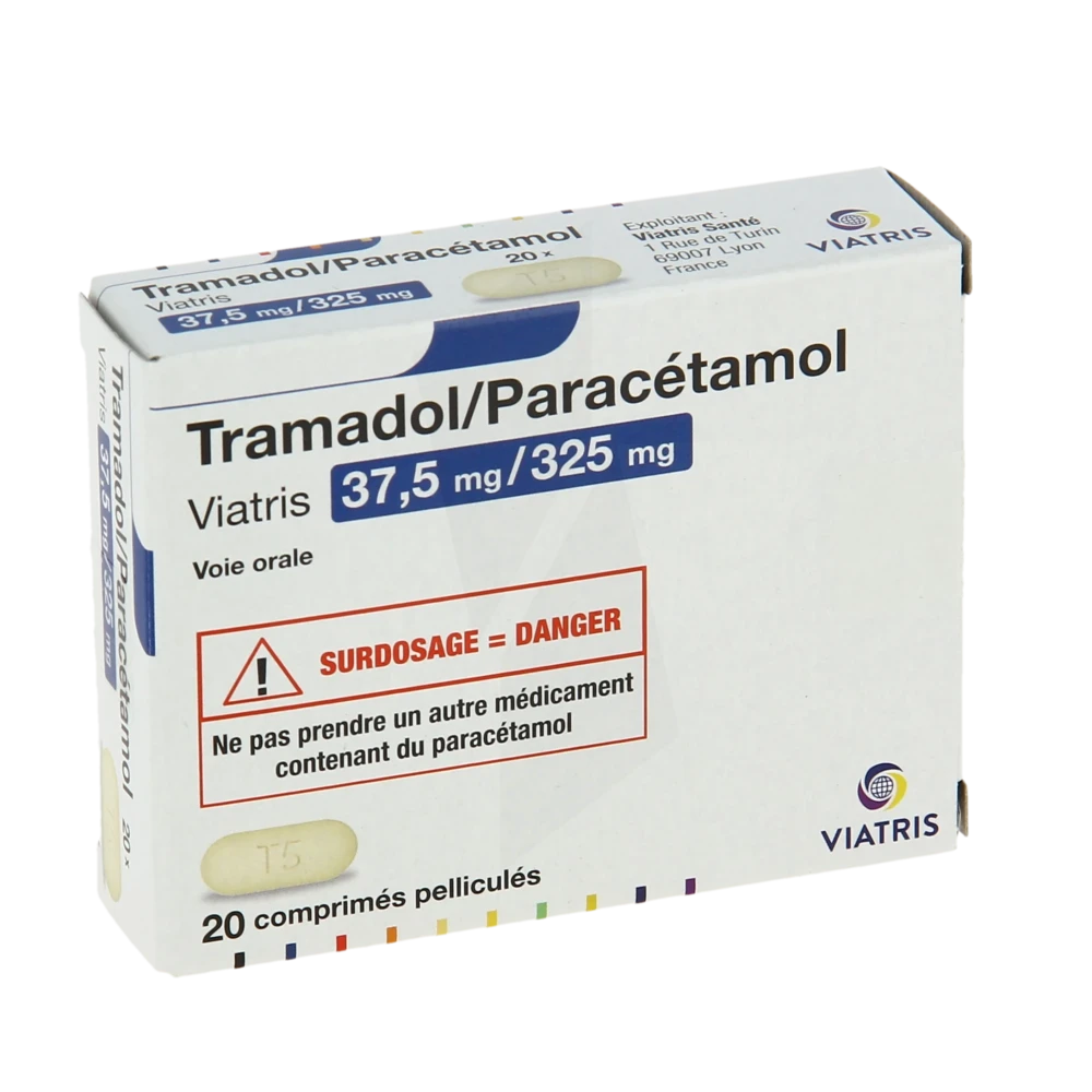 Tramadol/paracetamol Viatris 37,5 Mg/325 Mg, Comprimé Pelliculé