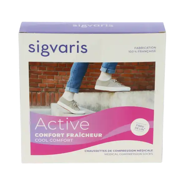 Sigvaris Active Confort FraÎcheur Chaussettes  Femme Classe 2 Écru Small Normal