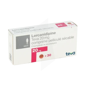Lercanidipine Teva 20 Mg, Comprimé Pelliculé Sécable