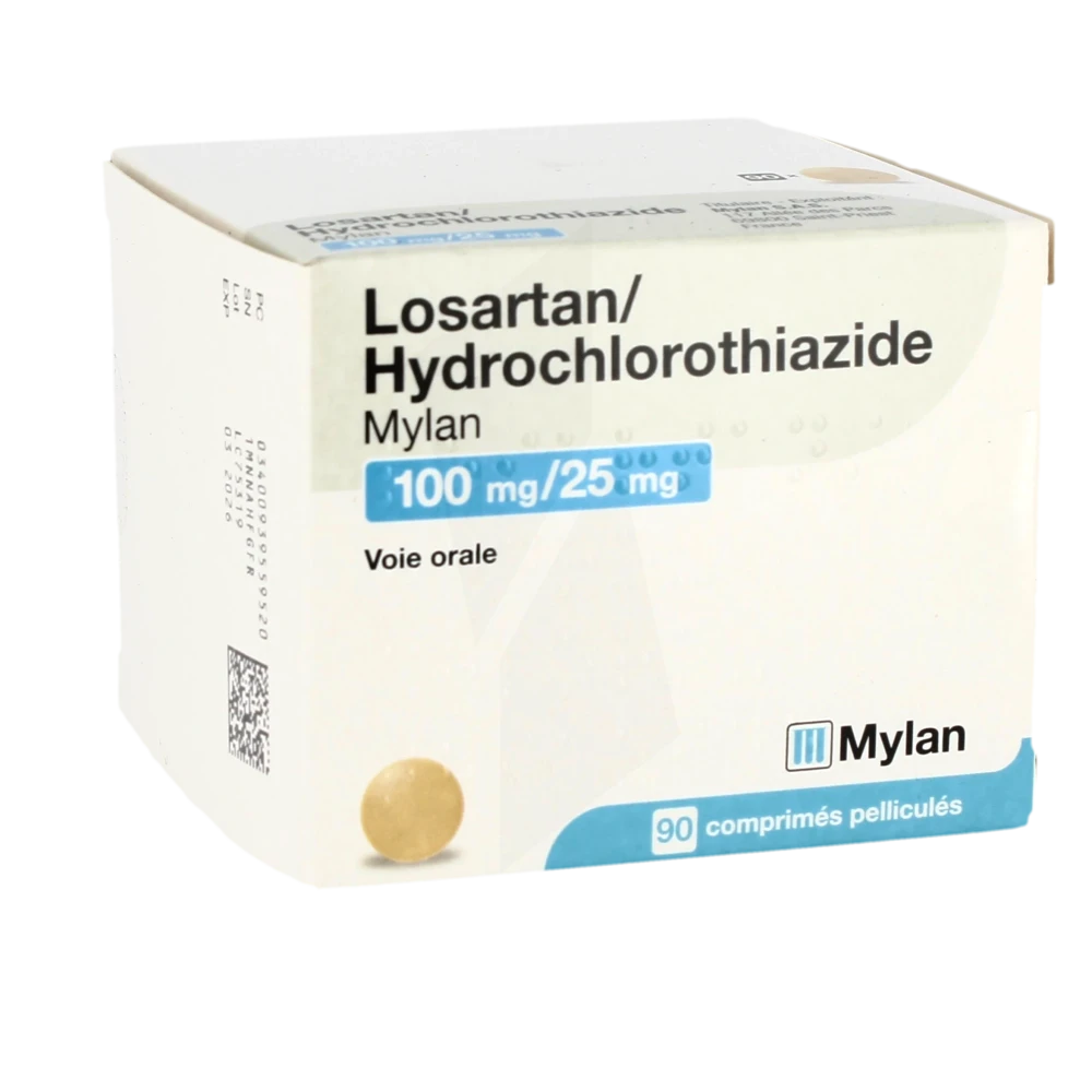 Losartan/hydrochlorothiazide Viatris 100 Mg/25 Mg, Comprimé Pelliculé