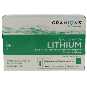 Granions De Lithium 1 Mg/ 2 Ml, Solution Buvable En Ampoule
