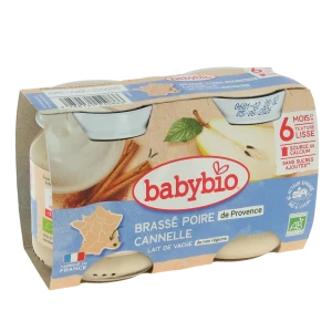 Babybio Alimentation Infantile Brassé Lait De Vache Poire Cannelle 2pots/130g