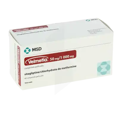 Velmetia 50 Mg/1000 Mg, Comprimé Pelliculé à CHAMPAGNOLE