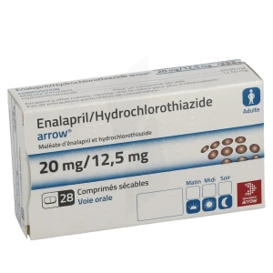 Enalapril/hydrochlorothiazide Arrow 20 Mg/12,5 Mg, Comprimé Sécable