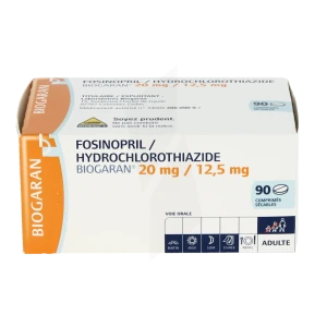 Fosinopril/hydrochlorothiazide Biogaran 20 Mg/12,5 Mg, Comprimé Sécable