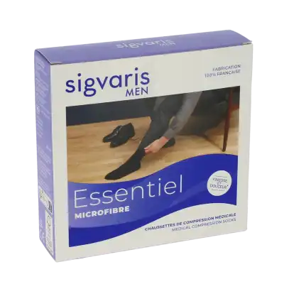 Sigvaris Essentiel Microfibre Chaussettes  Homme Classe 2 Gris Clair Medium Normal à Millau