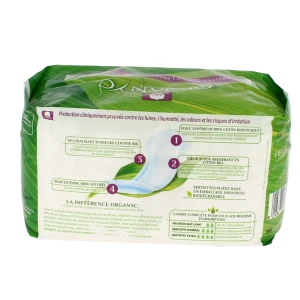 Organyc Fuites Urinaires Serviette Jetable Coton Bio Extra Sachet/10