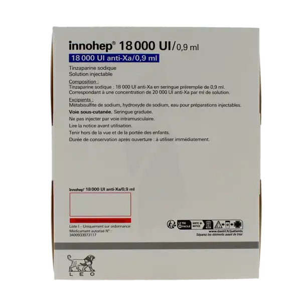 Innohep 18 000 Ui Anti-xa/0,9 Ml, Solution Injectable En Seringue Préremplie