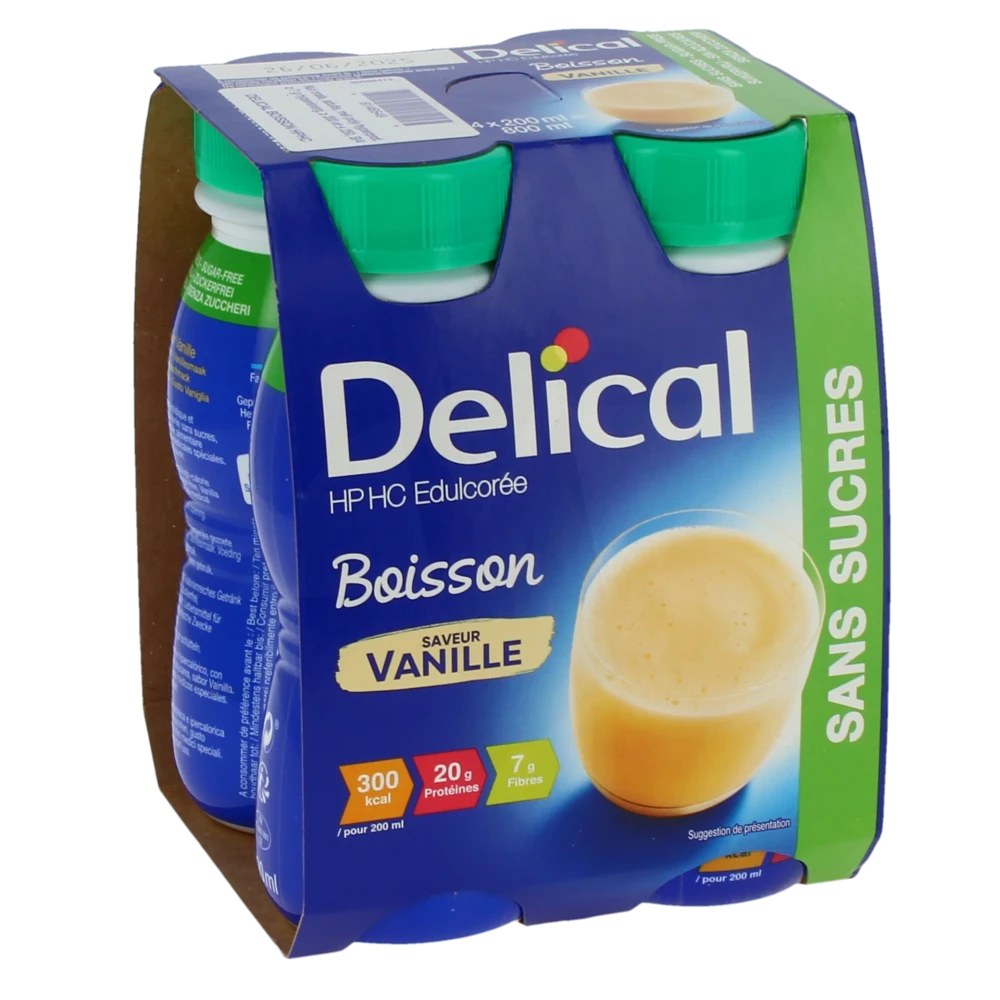 Delical Boisson Hp Hc Sans Sucres Nutriment Vanille 4 Bouteilles/200ml