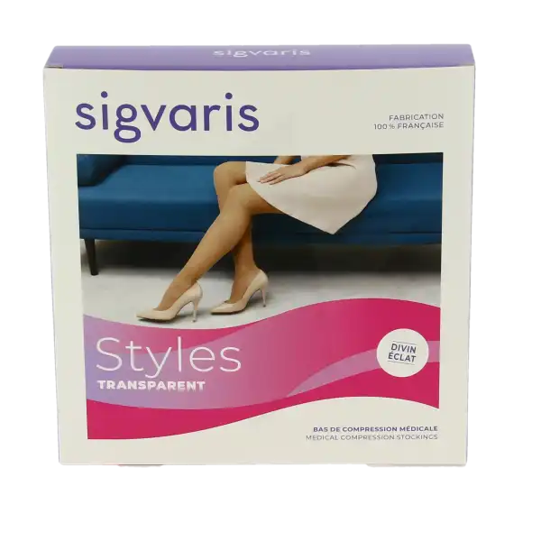 Sigvaris 2 Styles Transparent Bas Autofix Femme Po Beige 120 Mn+