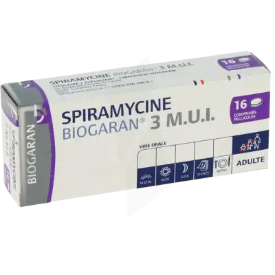 SPIRAMYCINE BIOGARAN 3 M.U.I., comprimé pelliculé