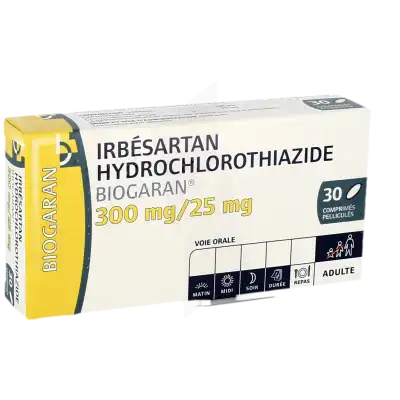 Irbesartan/hydrochlorothiazide Biogaran 300 Mg/25 Mg, Comprimé Pelliculé à Lavernose-Lacasse