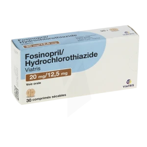 Fosinopril/hydrochlorothiazide Viatris 20 Mg /12,5 Mg, Comprimé Sécable