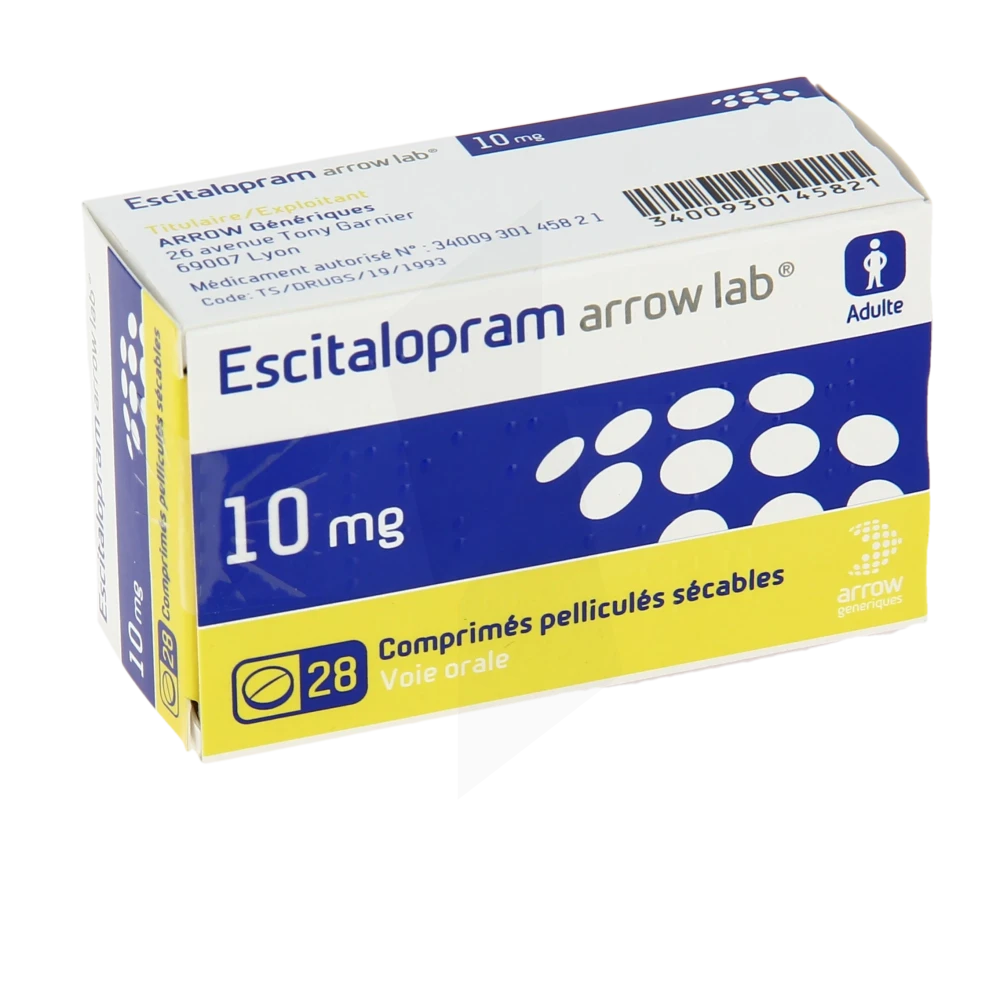 Escitalopram Arrow Lab 10 Mg, Comprimé Pelliculé Sécable
