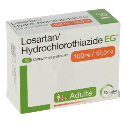 Losartan/hydrochlorothiazide Eg 100/12,5 Mg, Comprimé Pelliculé à Vaulx-en-Velin