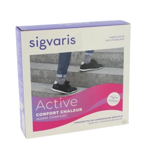 Sigvaris Active Confort Chaleur Chaussettes  Femme Classe 2 Noir Small Long