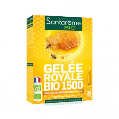 Santarome Bio Gelée Royale 1500 Solution Buvable 20 Ampoules/10ml à AUCAMVILLE