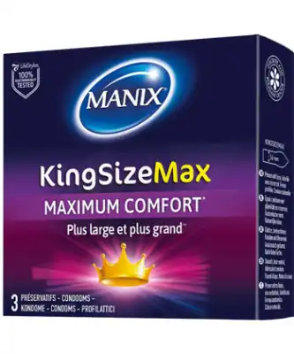 Manix King Size Max Préservatifs Lubrifiés Avec Réservoir B/3 à NOYON