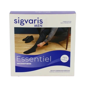 Sigvaris Essentiel Microfibre Bas Auto-fixants Po Homme Classe 2 Noir Small Normal